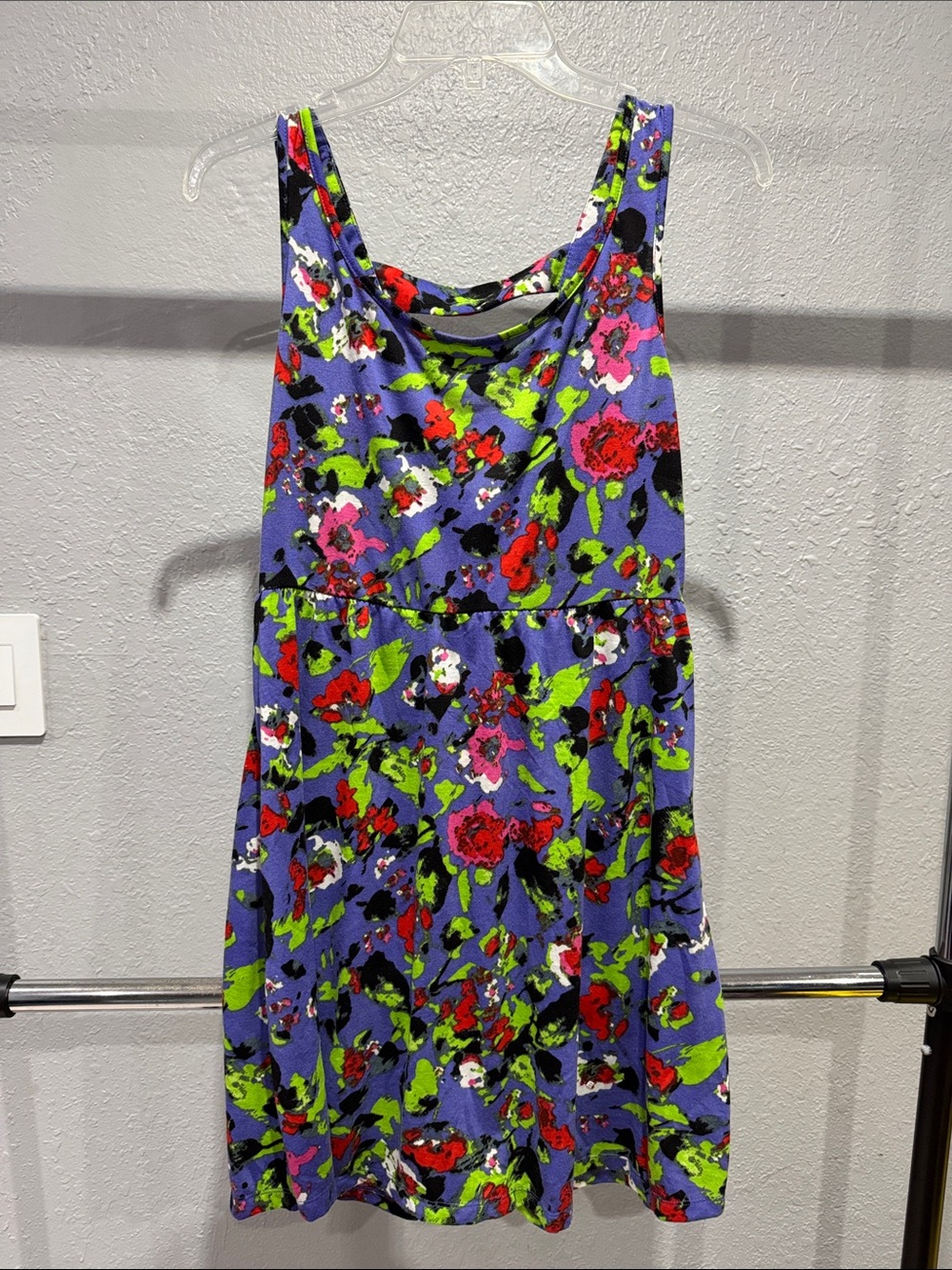 Xhilaration Purple Floral Sleeveless A-Line Dress